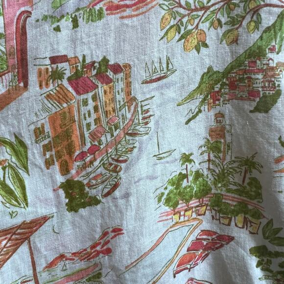 Cynthia Rowley Tropical 100% Linen Button Up Beachy Top Womens XL Vacation Blues - Picture 6 of 9